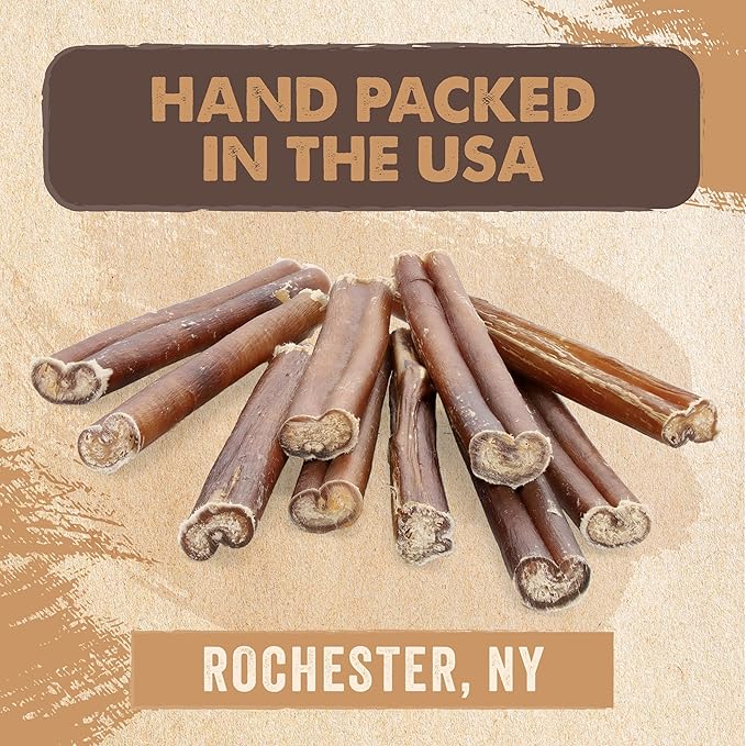 Mighty Paw Naturals Bully Sticks for Small & Medium Dogs - Grass Fed Beef Chews. Bully Sticks for Large Dogs. Lower Odor Stick Treat. Single Ingredient (6" - 5 Pack)