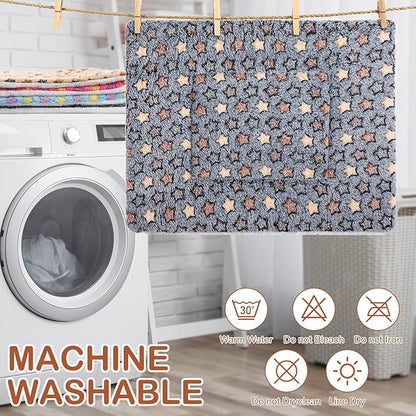 Haull 4 Pcs Waterproof Guinea Pig Bedding Winter Guinea Pig Bed Plush Cage Liners Soft Dog Cat Mat Reversible Winter Cozy Animal Pee Pad Hamster Bed Mat for Bunny(Star,13 x 10 Inch)