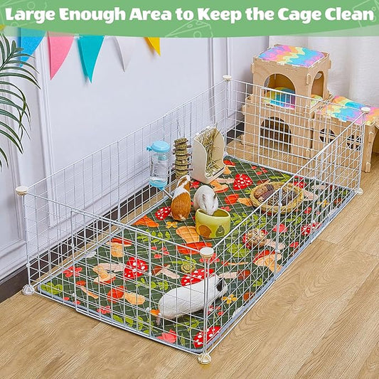 2 Pack Guinea Pig Bedding, Washable Guinea Pig Cage Liner Reusable Guinea Pig Mat Waterproof Guinea Pig Bedding for Cage, Super Absorbant Guinea Pig Pee Pads for Small Animals Hamster Rabbit Squirrel