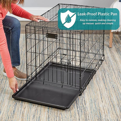 MidWest Homes for Pets 30-Inch Two-Door iCrate Folding Dog Crate with Divider Panel, Leak-Proof Tray & Secure Latches – Metal Wire Kennel for Medium Breeds – Portable, Durable & Easy to Assemble