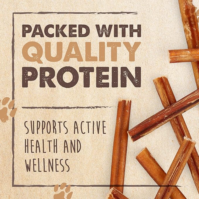 Mighty Paw Naturals Bully Sticks for Dogs - Grass Fed Beef Dog Chews. Pets Stick for Large Dogs, Medium and Small Breeds. Lower Odor Bully Treats for Small Pets. Single Ingredient (6" - 25 Pack)