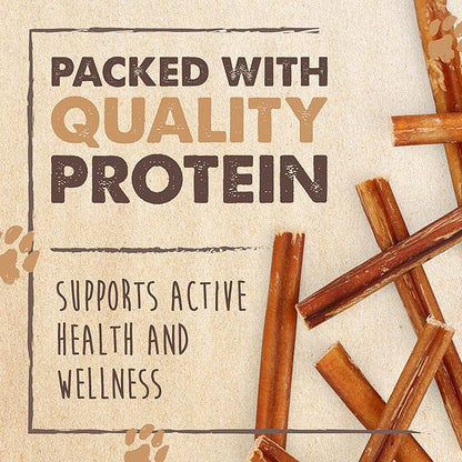 Mighty Paw Naturals Bully Sticks for Small & Medium Dogs - Grass Fed Beef Chews. Bully Sticks for Large Dogs. Lower Odor Stick Treat. Single Ingredient (6" - 10 Pack)
